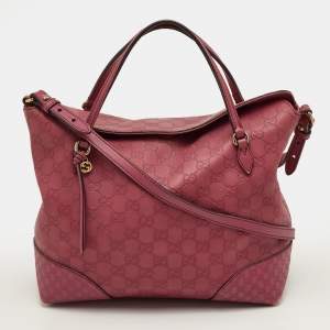 Pre Owned Gucci Bree Purple Guccissima Leather Tote