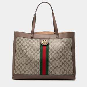 Pre Owned Gucci Brown GG Supreme Ophidia Tote