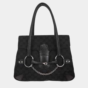 مملوكة مسبقًا Gucci Black GG Horsebit Handbag