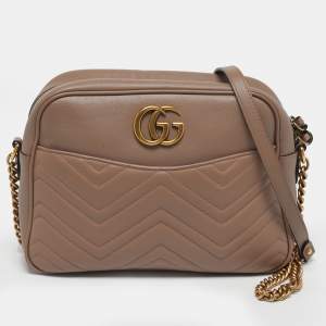 Pre Owned Gucci GG Marmont Camera Old Rose Matelasse Leather Shoulder Bag
