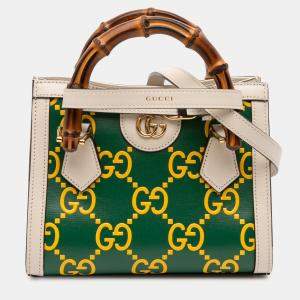 مملوكة مسبقًا Gucci Green Mini Leather Bamboo GG Diana Satchel