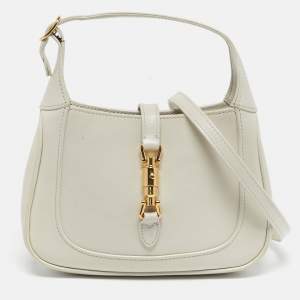 مملوكة مسبقًا حقيبة كتف غوتشي جاكي 1961 جلد صغيرة أبيض عسلي