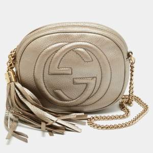 مملوكة مسبقًا Gucci Soho Disco Chain Gold Leather Crossbody Bag
