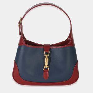 Pre Owned Gucci Red Blue Boarded Dyana Lux Calfskin Bi-Color Small Jackie 1961 Hobo