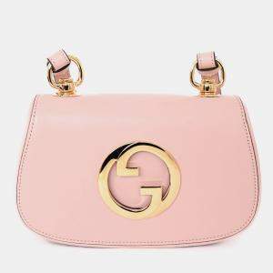 مملوكة مسبقًا Gucci Pink Leather Mini Blondie Crossbody Bag with Web Canvas Strap