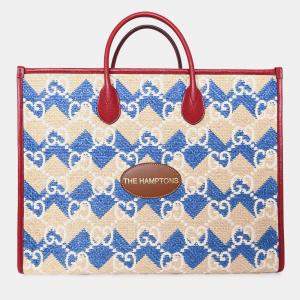 Pre Owned Gucci X Hamptons Limited Edition Canvas GG Tote with Strap