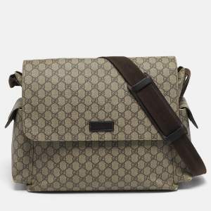 مملوكة مسبقًا Gucci Diaper Beige/Brown GG Supreme Canvas and Leather Messenger Bag