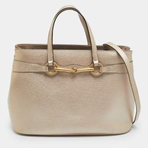 Pre Owned حقيبة يد غوتشي ضوء بت ميتاليك جلد متوسطة