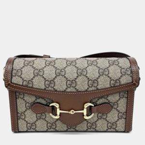 Pre Owned Gucci Beige PVC Horsebit 1955 Mini Bag (699296)