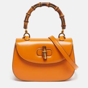 Pre Owned Gucci Bamboo 1947 Small Mustard Yellow Leather Top Handle Bag