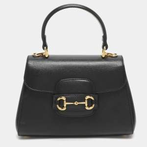 مملوكة مسبقًا Gucci Horsebit 1955 Black Leather Top Handle Bag