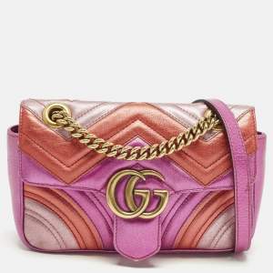 مملوكة مسبقًا Gucci GG Marmont Flap Mini Multicolor Matelassé Leather Shoulder Bag
