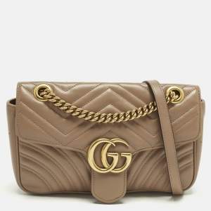 Pre Owned Gucci GG Marmont Flap Medium Matelassé Leather Shoulder Bag