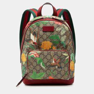 مملوكة مسبقًا Gucci Brown Red Small GG Supreme Web Tian Backpack