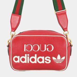 Pre Owned Gucci Red Adidas Small Leather Web Crossbody