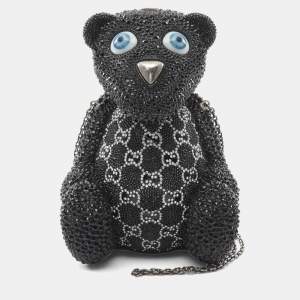 Pre Owned حقيبة كتف غوتشي دمية تيدي GG مع كريستالات سواروفسكي أسود متنوع الألوان
