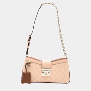 مملوكة مسبقًا Gucci Gg Supreme Padlock Shoulder Bag Pink Leather