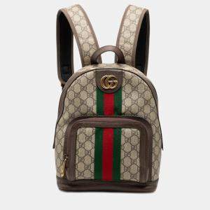 مملوكة مسبقًا Gucci Brown Small GG Supreme Ophidia Web Backpack