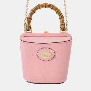 Pre Owned حقيبة غوتشي باكيت مارينا بامبو جلد عجل دولار وردي ميني