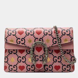 مملوكة مسبقًا Gucci Pink Red Mini Textured Leather Valentines Day Dionysus Crossbody