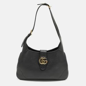 Pre Owned Gucci Aphrodite Medium Black Leather Shoulder Bag
