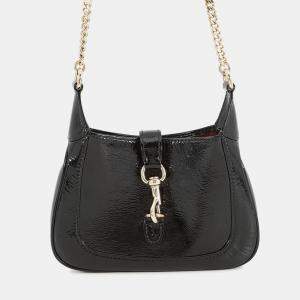 Pre Owned Gucci Jackie Chain shoulder Black Patent Leather Size Mini