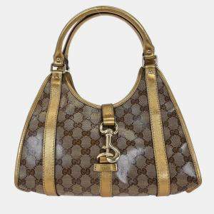 Pre Owned حقيبة غوتشي جي جي كريستال بنية وذهبية