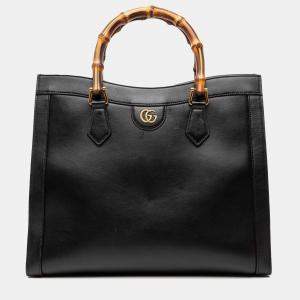 Pre Owned حقيبة غوتشي ديانا بامبو جلد العجل سوداء متوسطة