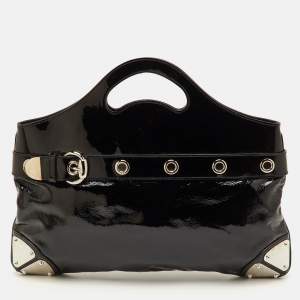 Pre Owned Gucci Romy Black Patent Leather Satchel