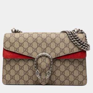 Pre Owned Gucci Brown Red Medium GG Supreme Dionysus Shoulder Bag