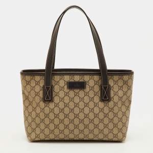 مملوكة مسبقًا Gucci Beige/Brown GG Supreme Canvas and Leather Tote