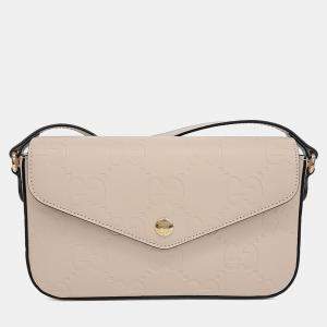 Pre Owned Gucci Beige Leather GG Super Mini Shoulder Bag
