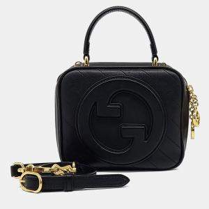 Pre Owned Gucci Black Leather Blondie Top Handle Bag