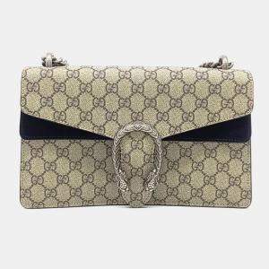Pre Owned Gucci Beige, Black Canvas Dionysus Chain Shoulder Bag