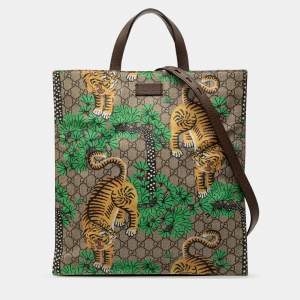Pre Owned Gucci Brown GG Supreme Bengal Convertible Tote