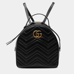 Pre Owned Gucci Black Small GG Marmont Matelasse Leather Backpack
