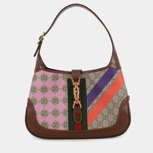 مملوكة مسبقًا Gucci Jackie 1961 Geometric Print Beige/Brown/Multicolor Gg Supreme Leather Size Small