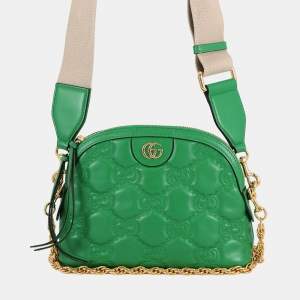مملوكة مسبقًا Gucci Ggmatelasse 2Wayshoulder Bag Spring Green/Beige Leather Size Small