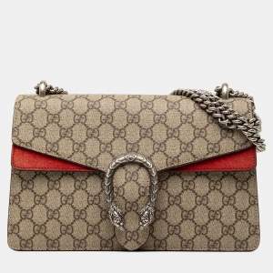 مملوكة مسبقًا Gucci Brown Red Medium GG Supreme Dionysus Shoulder Bag