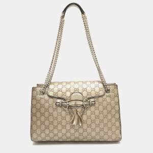 مملوكة مسبقًا Gucci Emily Large Gold Guccissima Leather Chain Shoulder Bag