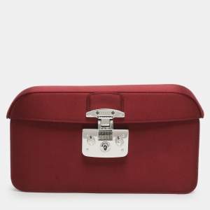 Pre Owned Gucci Lady Lock Red Satin Clutch