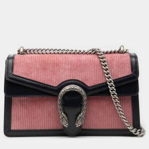 مملوكة مسبقًا Gucci Black Pink Small Bicolor Corduroy Dionysus Shoulder Bag