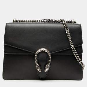 Pre Owned Gucci Black Medium Leather Dionysus Shoulder Bag