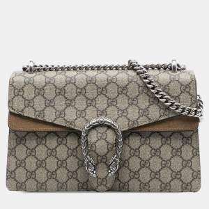 Pre Owned حقيبة كتف غوتشي دينوسيوس GG سوبريم متوسطة بنية اللون