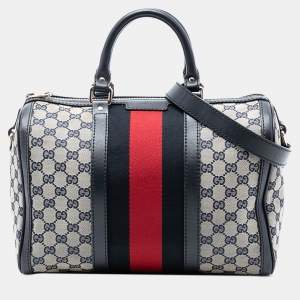 Pre Owned Gucci Brown Medium GG Canvas Web Joy Boston Bag