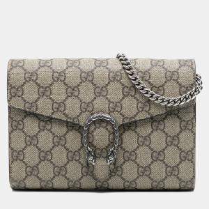 Pre Owned Gucci Brown GG Supreme Dionysus Chain Wallet