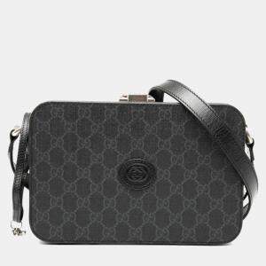 مملوكة مسبقًا Gucci Gg Supreme Hard Trunk Crossbody Shoulder Bag/Camera Bag Black Leather