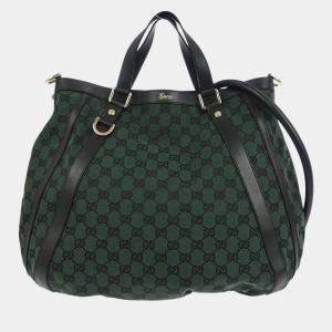 Pre Owned Gucci Green Canvas GG Hobo 2way Handbag
