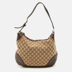 Pre Owned Gucci Charlotte Brown/Beige GG Canvas Hobo