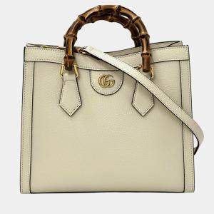مملوكة مسبقًا Gucci Diana Small Bag Bamboo Gg Marmont Leather White